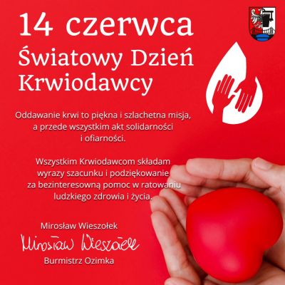 14 czerwca - Światowy Dzień Krwiodawcy!
